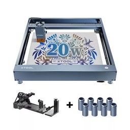 xTool D1 Pro : Higher Accuracy Diode DIY Laser Engraving & Cutting Machine + D1 Pro 20W + RA2 Pro + Risers (8 Packs) - Metal Grey - 20W