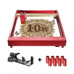 xTool D1 Pro : Higher Accuracy Diode DIY Laser Engraving & Cutting Machine 10W + RA2 Pro + Risers (8 Packs) - Golden Red