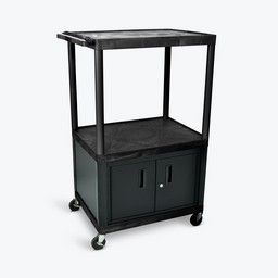 54"H AV Cart - 3 Shelves, Cabinet, Electric
