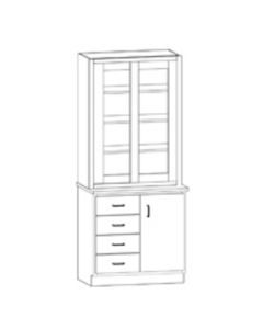 Hann SC-147G Laboratory Display Cabinet With Four Drawers And Cupboard 48 Inch Wide-Hard Maple