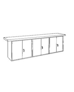 Hann WDD-10L Steel Base Wall Workbench With 3 Base Cabinets With Double Locking Doors 24 x 120